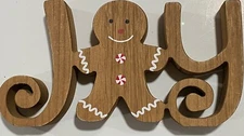 New Gingerbread JOY 8” Wood Christmas Decor Free Ship