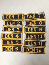 Cub Scout Set of 1-12 Den Numbers gauze back BSA Rank Patch