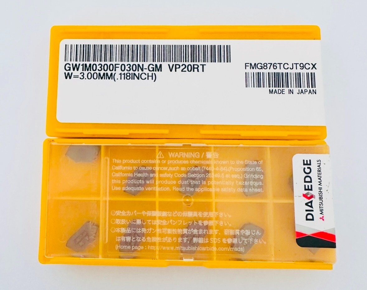 MITSUBISHI GROOVING INSERTS GW1M0300F030NGM VP20RT W=3.00MM(.118INCH