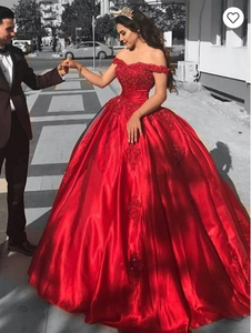 red cinderella prom dress