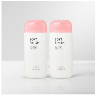 2 Pack MISSHA All-around Safe Block Soft Finish Sun Milk SPF50+ PA+++ 70ml