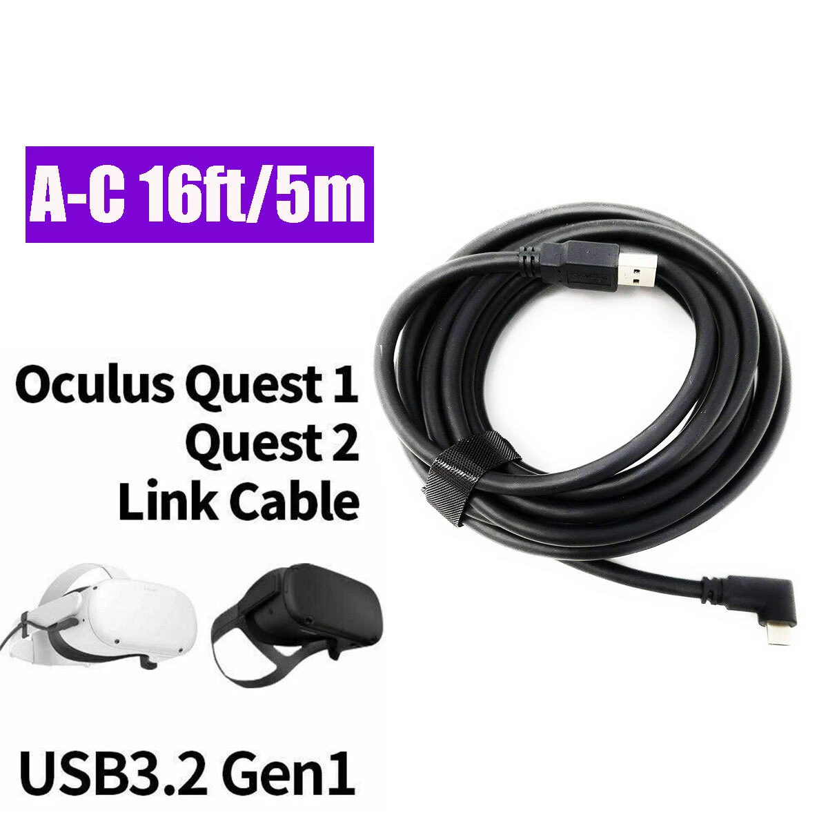 For Quest 2 Link Cable - Virtual Reality Headset Cable for Quest 2 and Quest  - 16FT (5M) - PC VR 