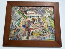 MID CENTURY ABSTRACT PAINTING CUBISM LISTED EXPRESSIONISM FRANK GROJEAN 1950'S