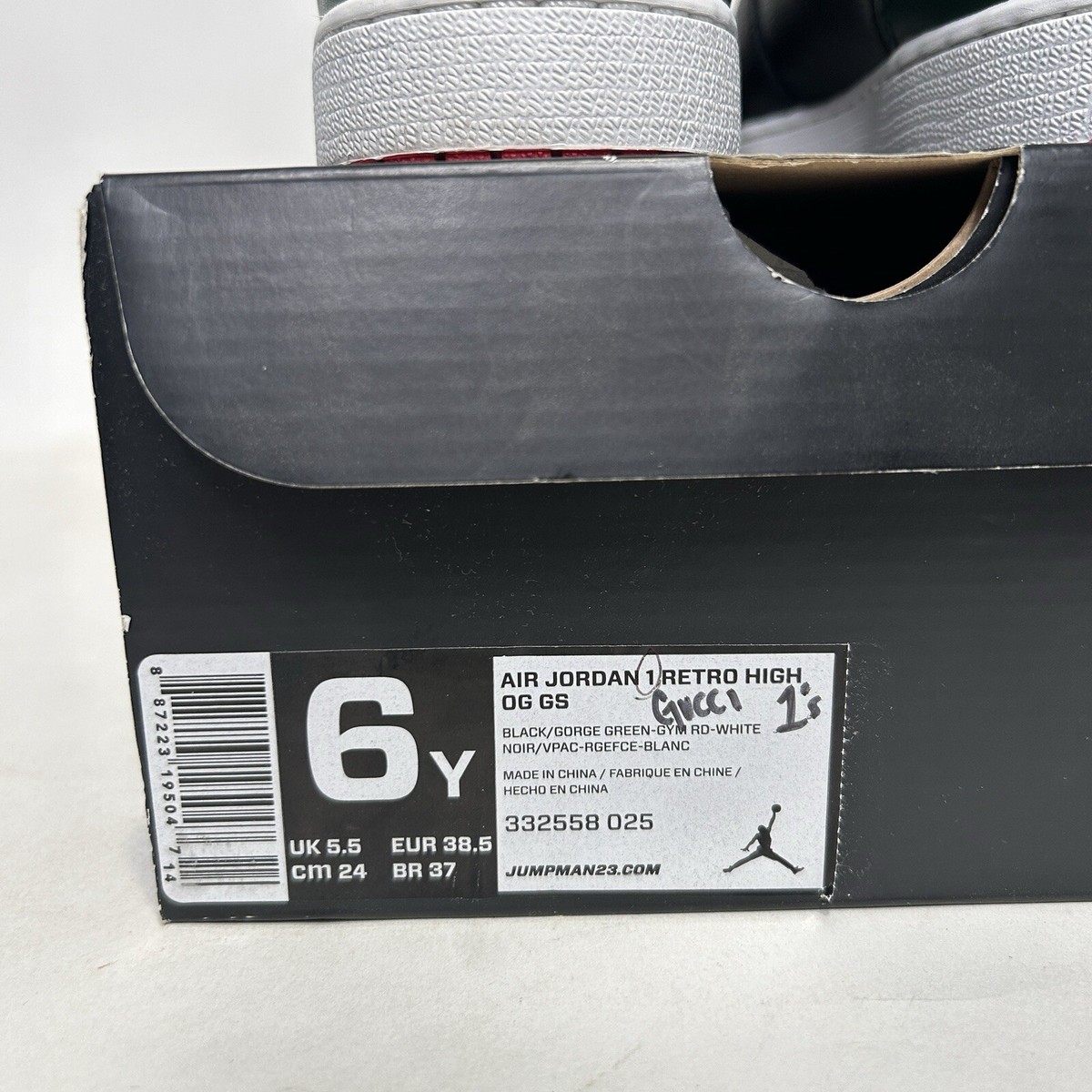 ゆり Nike Air Jordan 1 Retro High OG GS “Gucci” 332558-025 6Y