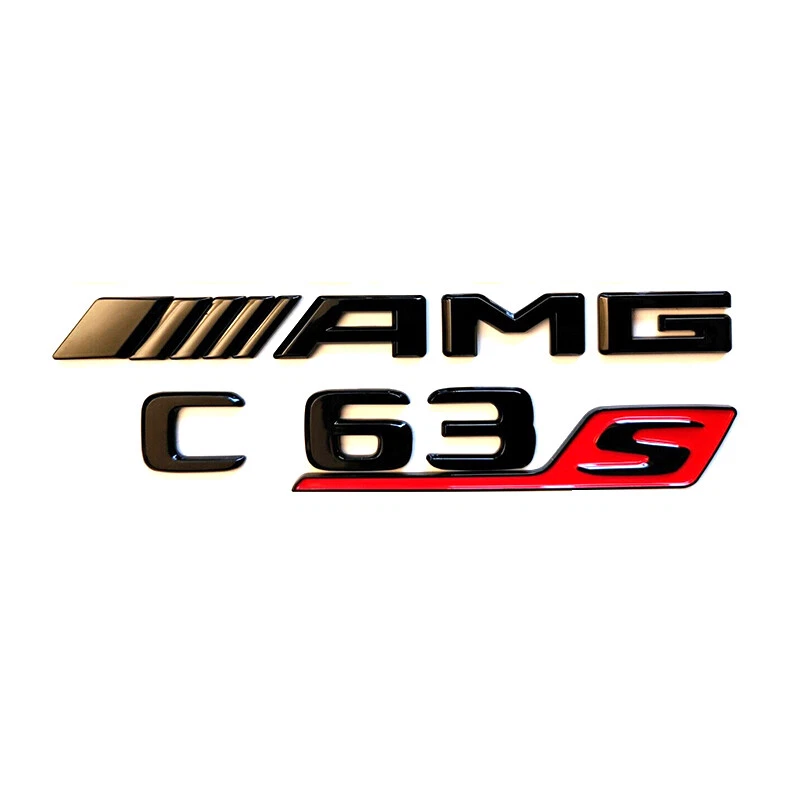 Gloss Black C63S AMG V8 BITURBO Emblem Badge For Mercedes W205 C205 C63 C-Class - Image 2 of 4