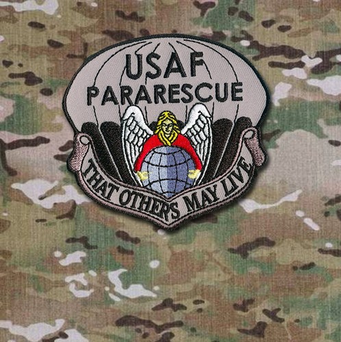 "USAF Pararescue bestickter Aufnäher (PJs) - Haken & Schlaufe Unterstützung - 3,25"" x 3" - Bild 2 von 3