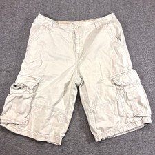 Vintage Plugg Cargo Shorts Mens 33 Khaki Cotton Multi-Pocket 90s Y2K
