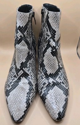 Marc Fisher Gray Leather Snake Ankle Boots Size 6.5 US