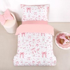 Bedding Set for Girls 4 Pieces Pink Rose, Soft Breathable Comforter Set, Bow ...