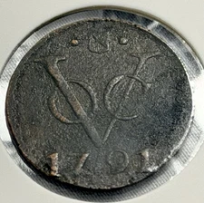 1791 Dutch Netherlands Colonial VOC Duit Utrecht Coin “New York Penny” Lion