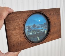 #85 1890s Magic Lantern Moonlight In Paris Architecture Scene Wood & Glass Slide