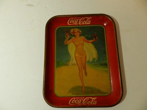 VINTAGE 1937 COCA-COLA TRAY- VINTAGE ADVERTISING METAL TRAY- VINTAGE DINER