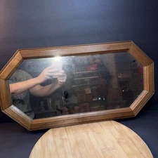 Vtg Large Homco Decorative Octagon Wood Framed Mirror Farmhouse/ Rustic ***New