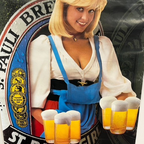1982 vintage ST. PAULI GIRL beer promo poster Advertising Garage Decor 22 x 32 - Picture 3 of 12