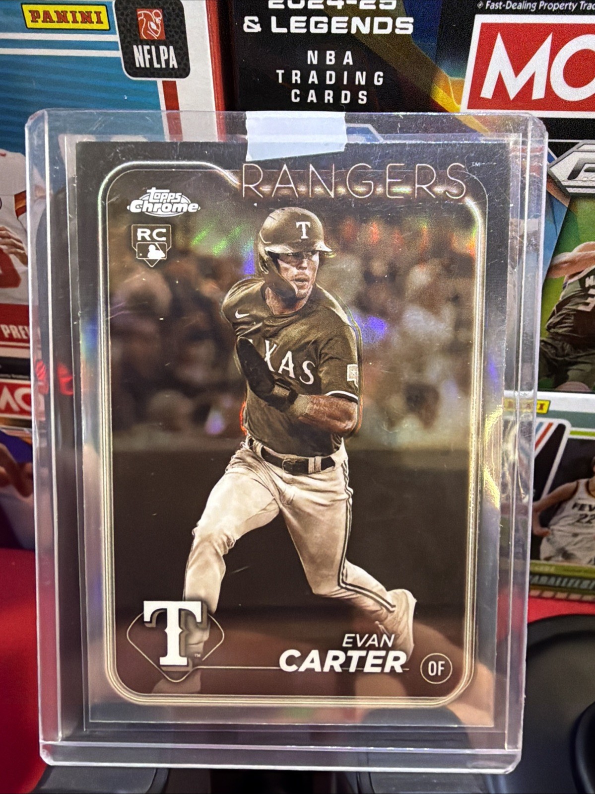 2024 Topps Chrome Evan Carter RC Sepia Refractor #136 Rangers Blaster Exclusive
