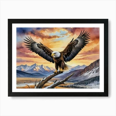 The Silent Sentinel Bald Eagle Art  Framed Wall Art Poster Canvas Print Picture