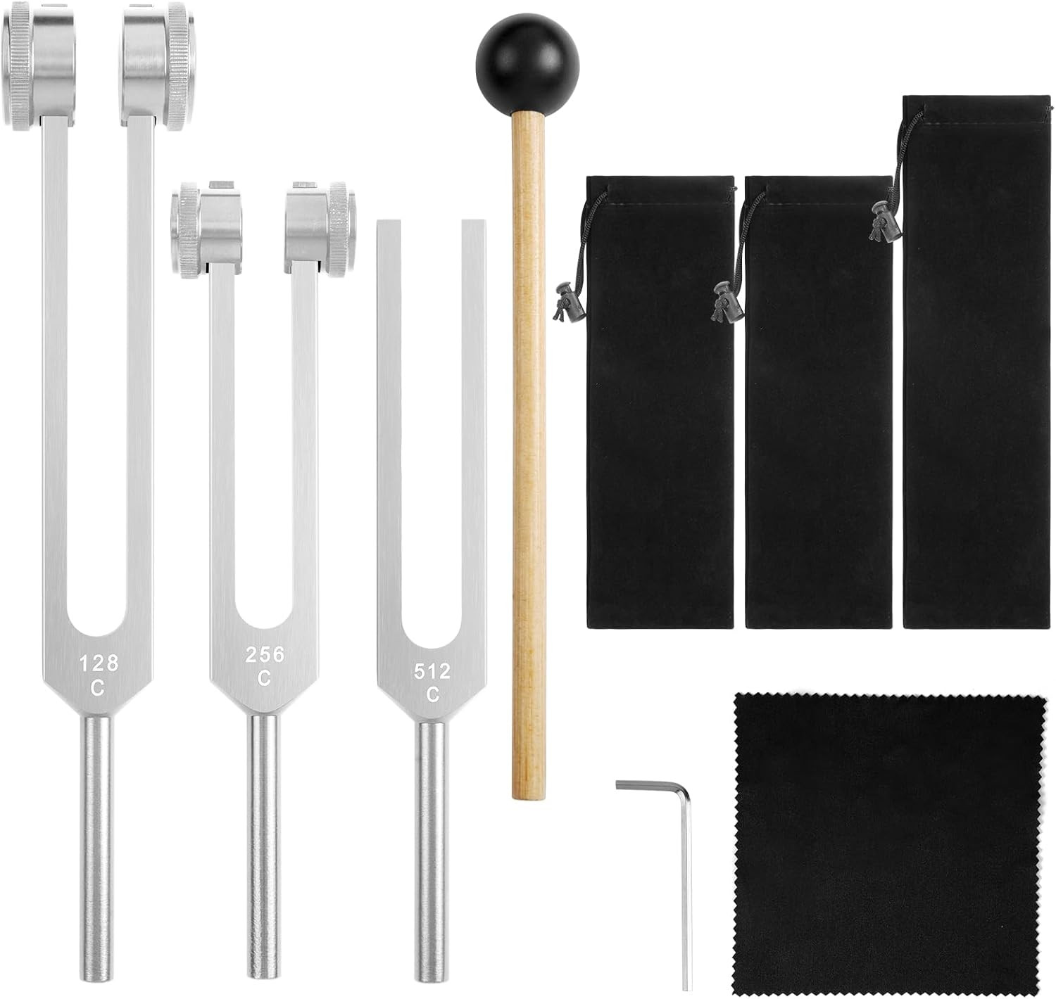 Set Diapason Musicale e Curativo Lega Alluminio 128 256 512 Hz