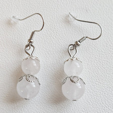 Rose Quartz Dangle Drop Hook Earrings
