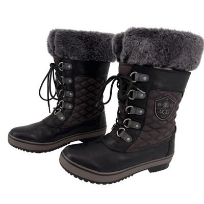 Ugg Women's Brynn Boots Size 8 Leather Shearling Quilted Winter Outdoor Read