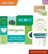 Size 6, 88 Count Infant Diapers with Triple Dry Protection for Ultimate Comfort