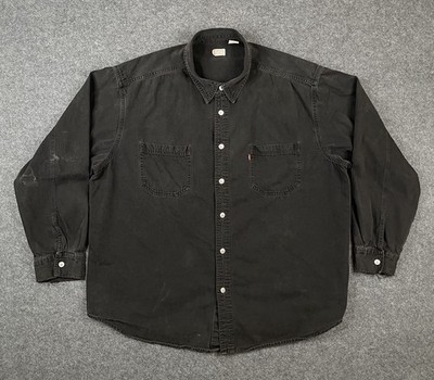 Vintage Levi's Denim Shirt Mens 2XL Black Cotton Grunge Workwear Metal Button