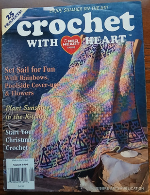 Crochet With Heart Aug 1999 Red Heart Yarns Crochet Pattern Magazine Afghans