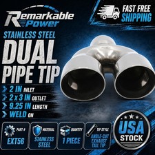 2 In 2x3 Out 9.25 Length Stainless Steel Exhaust Dual Pipe Tip 2 In 2x3 Out 9.25 Length Stainless Steel Exhaust Dual Pipe Tip