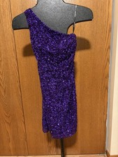 Sherri Hill Purple Sequined Mini Formal Dress Size 2. Free Shipping Offered