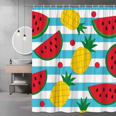 Colorful Pineapple Watermelon Shower Curtain for Fun Bathroom Decor