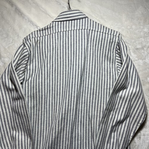 Vintage 90s Woolrich Button Up Shirt White Gray Stripe Chore Outdoor Flannel M - Picture 12 of 14