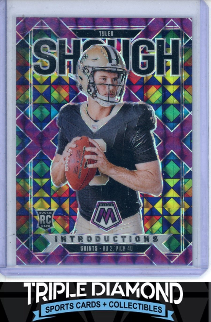 2025 Panini Mosaic Tyler Shough Rookie Introductions Purple #02/49 Saints O748