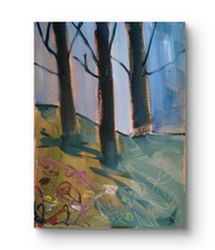 Original acrylic painting 12 x 16 inch canvas, Three Trees