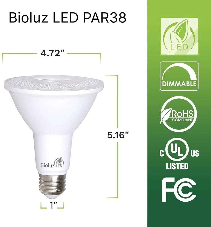 4 Pack PAR38 LED Light Bulb 90 CRI 12W = 100-120 Watt Replacement, Soft White... - Image 2 of 4