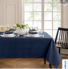 Elrene Home Fashions Water  Stain Resistant Continental Tablecloth, Navy, 60 84