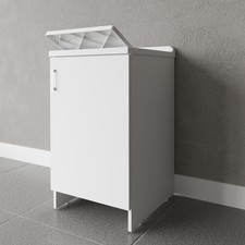 Mobile Lavanderia Bianco Lavabo Resina 45x50x85 Asse Lavaggio cm Anta Singola