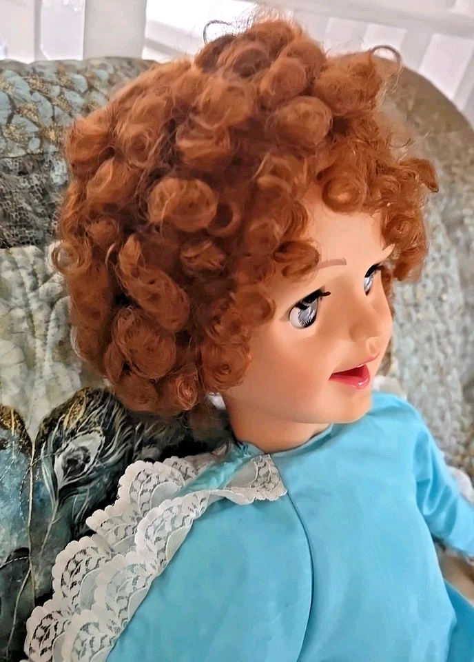 Nice VTG 1989 RED HAIR Precious Playmates 32" Jill Doll Original Torquoise Dress - Image 3 of 4