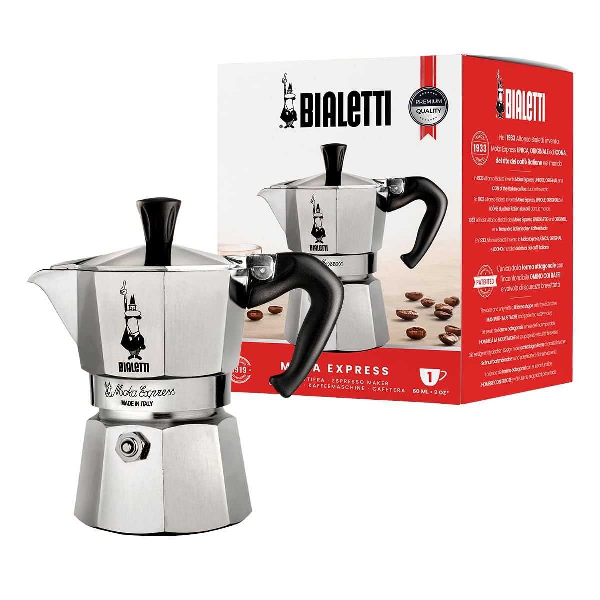 Stovetop Espresso 1 Cup  (2 Oz - 60ml)