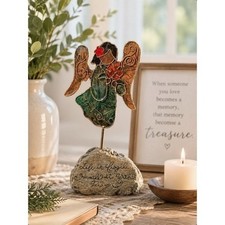 Angel Figurine Stained Glass Sun Catcher Memorial Gift Decor 7"