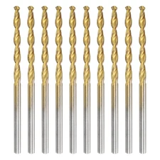 10pcs Titanium Twist Drill Bit 7/64" Dia Round Shank High Speed Steel Drills