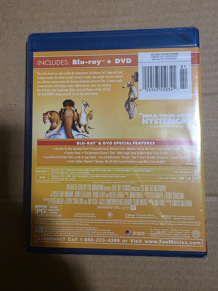 Ice Age: The Meltdown Blu-ray & DVD – Factory Sealed – Brand New - Image 2 of 2