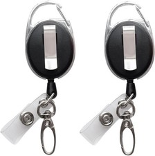 2 Pack Retractable ID Badge Holders Heavy Duty Reel with Clip  Keychain