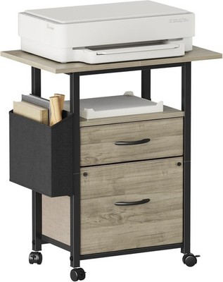 2 Drawer File Cabinet with 24'' Extended Desktop, Mobile |Rolling Filing Cabinet