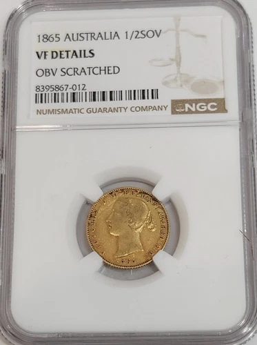 1863 VF Details Australia 1/2 Sovereign Gold NGC