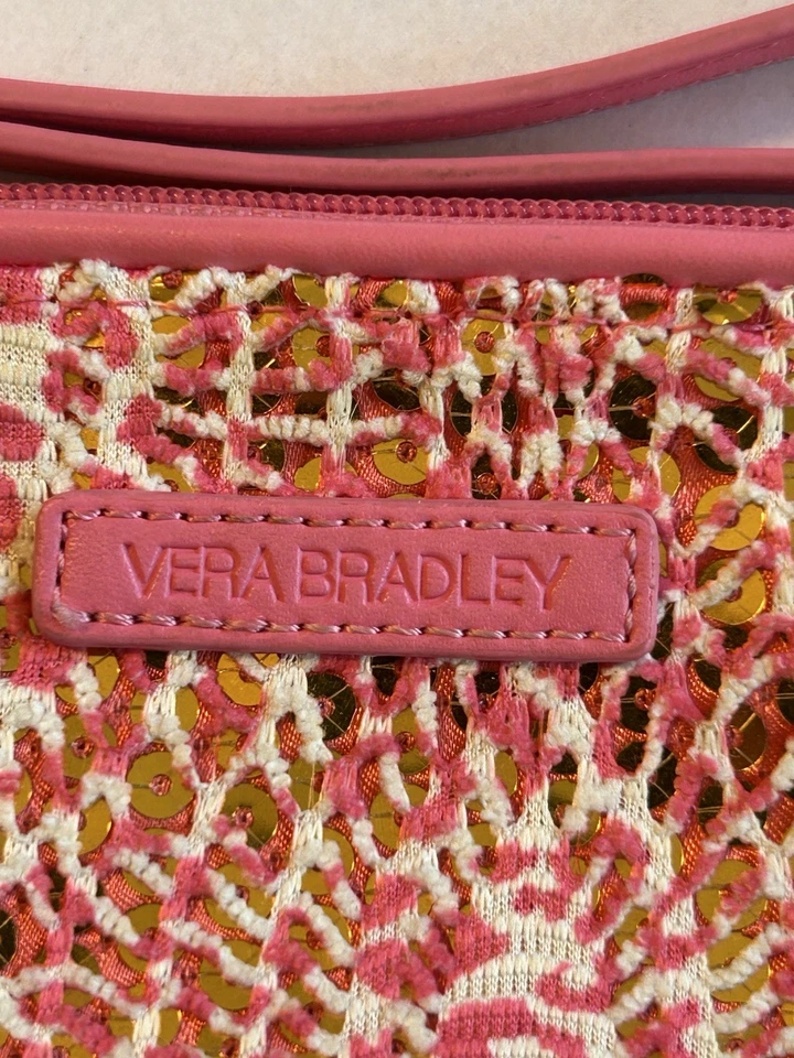 VERA BRADLEY Mesh Sequin Wristlet “Camocat Pink"   BLING - Image 3 of 4