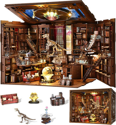 DIY Book Nook Library Kit, Miniature Dollhouse Booknook Kit, 3D Wooden Puzzle Bo