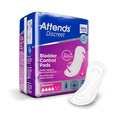 Attends  Discreet Women's Moderate Bladder Control Pad, 10.5-Inch Length