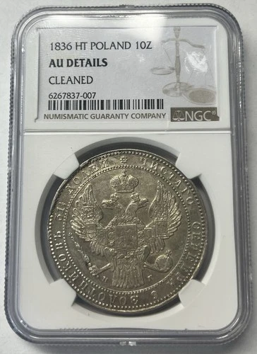 1836 HT poland 1 oz AU Details Cleaned NGC Certified