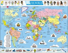 The World Map 107 Piece Tray Jigsaw Puzzle Larsen New
