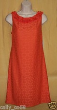 Kelly & Diane women's orange eyelet lace ruffle neck top lined shift dress $158