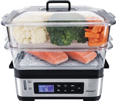Steba Dampfgarer DG 2 mit BPA-freie transparente Gareinsätze, Display, Timer